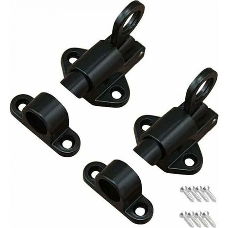 2 Pieces Black Door Latch, Spring Latch, Door Bolt Latch, with 8 Screws, Suitable for Doors and Windows, Wooden Doors, Toilet Doors, Cabinets, Wardrobes (1/5)