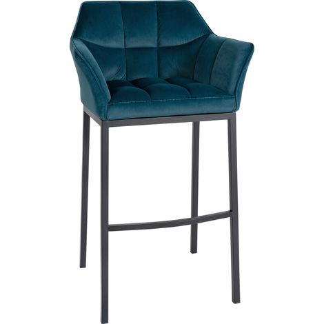 Taburete de bar Damaso de terciopelo con base de cuatro patas Verde Negro