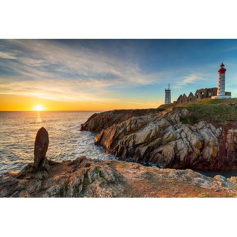 Tableau mural encadré sunset phare Saint-Mathieu 65x97 cm (1/5)