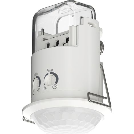 Theben 1030202 PIRA T6 Mini DE Kompakter Bewegungsmelder Präsenzmelder für den Innenbereich, 200 W LED, Erfassungsbereich rund 360°, Ø 6 m, Nachlaufzeit 5 s - 15 min, Deckeneinbau