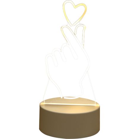 Veilleuse LED 3D en forme de cœur, éclairage chaud, point accrocheur pour la décoration de la chambre à coucher (1/5)