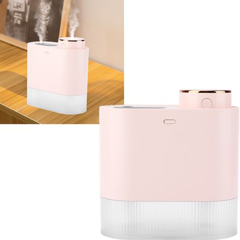 Luftbefeuchter mit großem Fassungsvermögen (450 ml), Doppelsprühfunktion, intelligentem Digitaldisplay, abnehmbarem und unabhängig steuerbarem Luftbefeuchter, USB-aufladbar, rosa. (1/5)