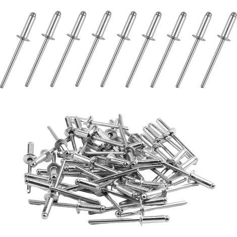 Rivets Aveugles en Aluminium avec Large Tête 4mm x 12mm, Paquet de 100 Rivets Solides et Résistants, Idéal pour Riveteuse, Bâtiments, Nautisme et Automobile (1/5)