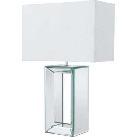 Écriture Salle de séjour Lampe de table Miroir Lampe Verre Tissu Bois Blanc Éclairage (1/3)