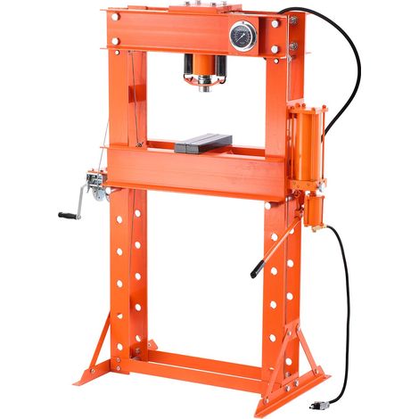 Presse d'Atelier 50 T, Presse Hydraulique et Pneumatique à Cadre en H, avec Plaque de Pressage, Support Triangulaire et Soupape de Décharge, Réglable, Adaptée au Pliage Redressage Emboutissage (1/5)