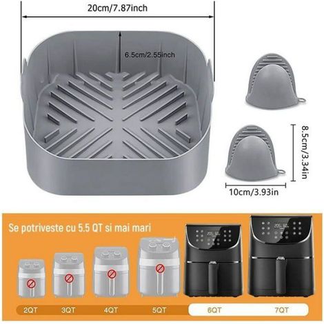 Moule pour friteuse air silicone 20 cm gris (1/4)