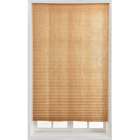 Store Vénitien Plissé Sans Cordon - Matériau Non Tissé - Occultant - Découpe Facile à la Taille - Pour Fenêtre Chambre Bureau - 2 Pièces (1/5)