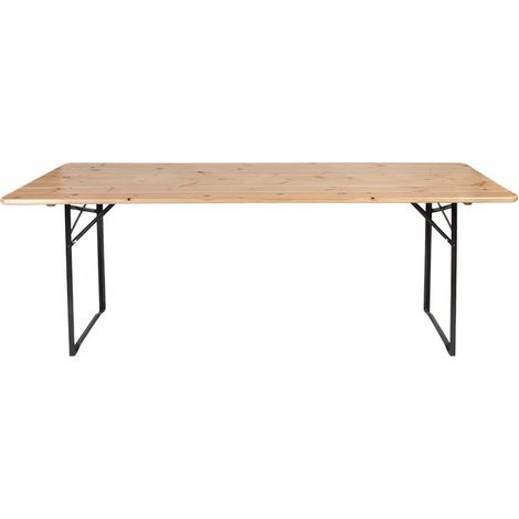 Table de jardin pliable en bois 8 à 10 places – Coins arrondis – Dimensions L 220,3 x P 70,4 x H 75,6 cm – Couleur beige