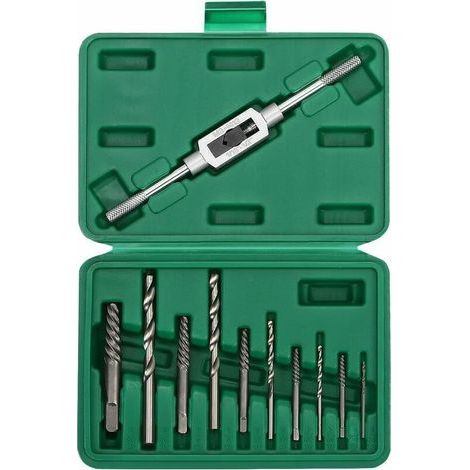 Damaged screw extractor, broken screw stripper, drill bit with retaining wrench, 11 pieces (1/4)