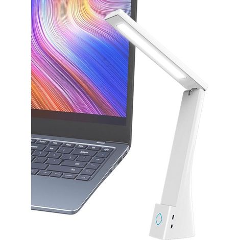 Lámpara de escritorio recargable, Lámpara de lectura LED protección ocular, Lámpara lectura escritura plegable, Plegable portátil, Color blanco (1/5)