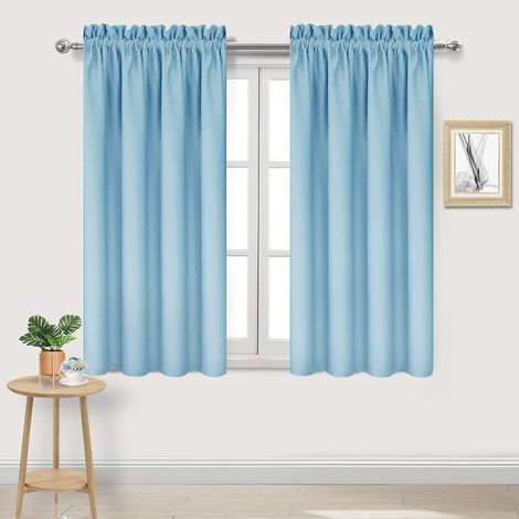 Rideau Occultant Thermique - Doublure Intégrée - Pochette Pour Tringle - 106 x 160 cm - Bleu Clair - 1 Panneau (1/5)