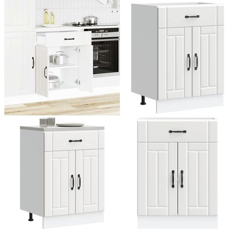 Mueble bajo de cocina Lucca madera de ingeniería blanca - Almacenamiento bajo cocina - Cocina organizada