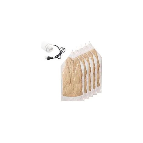 Lot de 5 sacs de mise sous vide pour vêtements suspendus - 145 x 70 cm - Sacs sous vide pour couettes, sacs à vêtements avec pompe électrique - Sacs sous vide pour voyage (1/5)