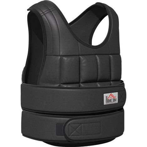 Chaleco lastrado ajustable de 30 kg con 35 sacos de peso, negro, 60 x 50 cm, HOMVRA (1/5)