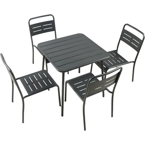 Tavolo da giardino quadrato da 70 cm e 4 set di sedie BERGAME