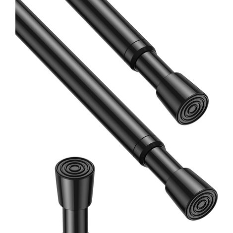 Lot de 2 tringles à rideaux extensibles sans perçage 80-150 cm, noir (1/5)
