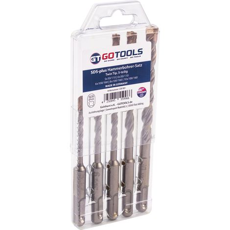 GOTOOLS SDS-plus Hammerbohrer-Satz Twin Tip 5-teilig GT81001 Made in Germany (1/2)