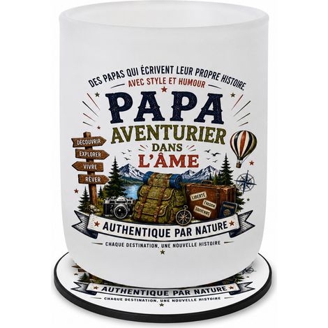 Verre Papa Aventurier dans lÂme avec Sous-Verre Assorti (1/4)