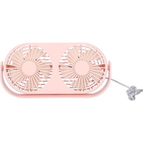 Ventilateur de bureau USB double tête rose, mini ventilateur aromathérapie réglable pour maison et bureau (1/5)