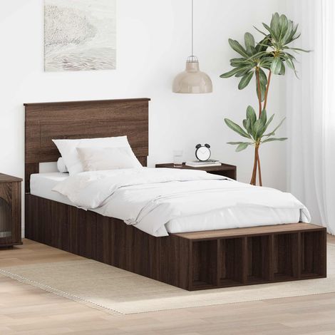 vidaXL Struttura del letto con lo scaffale Rovere Marrone 75 x 190 cm