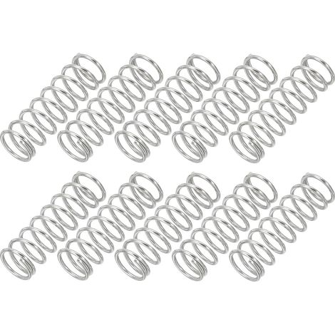 Ressort de Compression - 10 Pièces - Acier Inoxydable 304 - Haute Élasticité - Bricolage et Réparation - 1x10x30mm (1/5)