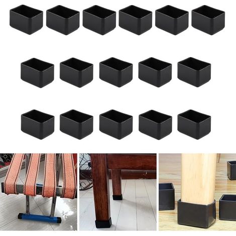 Confezione da 16 tappi, 20x40 mm, in silicone, neri, per gambe di sedie e tavoli. (1/5)