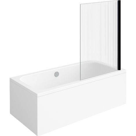 Bañera recta VILLEROY & BOCH Architectura acrílica 180 x 80 cm + Mampara de bañera derecha AURYS Raywall cromada