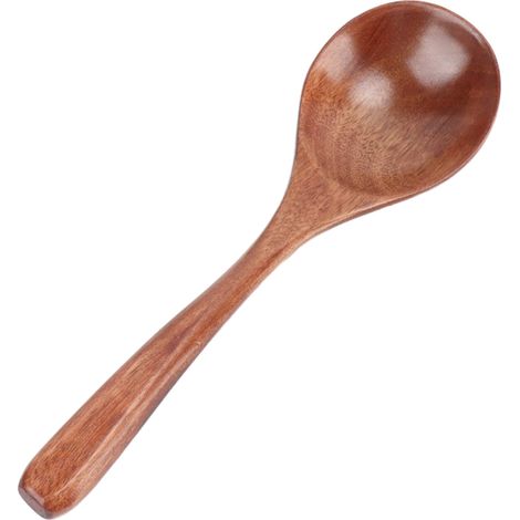 Cuillère en bois de style japonais, ronde, faite à la main, pour soupe, vaisselle et décoration de cuisine, pour manger, mélanger et remuer. (1/5)