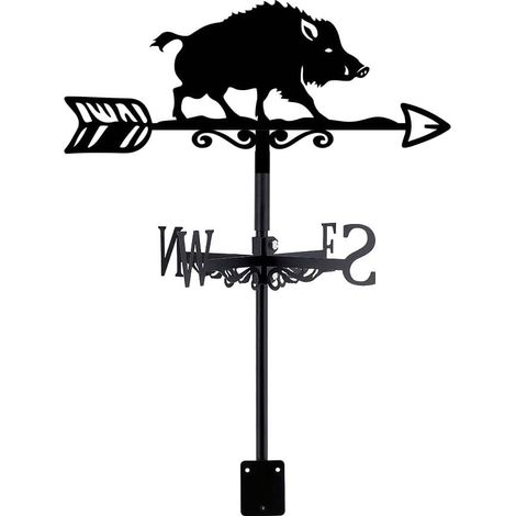 Outdoor Garden Weathervane Iron Boar Shaped Metal Pig Weather Vane Animal Shape Weathervane Garden Art Wind Vane Roof Wind Vane (1/5)