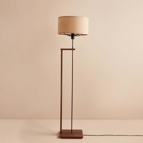 Lámpara de pie de madera, lámpara natural para salón. Lamp E 27 Max 40 W (1/2)