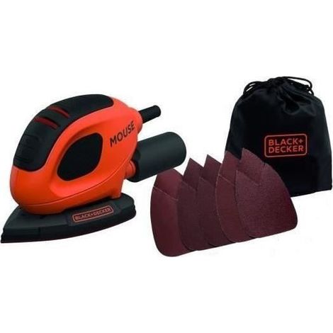 Ponceuse Delta BLACK+DECKER Mouse filaire 55W - 1.5mm d'orbite - Livrée avec 6 abrasifs
