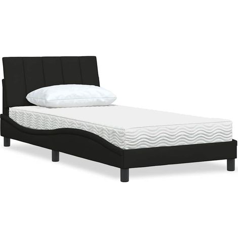 Lit avec matelas-Structure de lit-Lit Adulte noir 100x200 cm tissu 240774 (1/5)