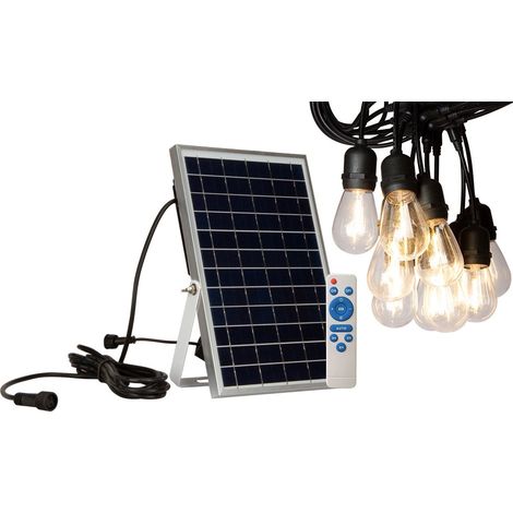 Guirlande solaire extérieure 10 ampoules E27 10 mètres – Panneau solaire séparé – Lumière 3000K – Étanche pour extérieur – Jandei (1/3)