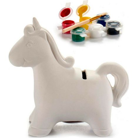1 CASSAFORTE UNICORNO DA DIPINGERE RESINA 14 X 12 X 6 CM 6 BARATTOLI PITTURA DECORATIVA (1/4)
