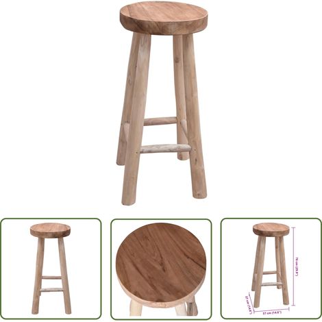 The Living Store Chaise de bar Bois de teck solide - Tabouret De Bar - Chaise De Bar - Meuble De Cuisine - Mobilier Rustique - Design Vintage (1/4)