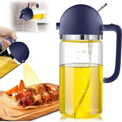 Pulverizador de aceite 2 en 1, botella pulverizadora de aceite de oliva, pulverizador de aceite de cocina de vidrio, dispensador de aceite de oliva y vinagre con báscula, pulverizador de aceite apto p (1/5)