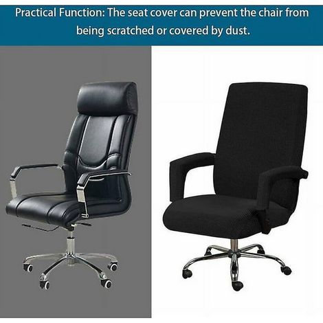 Housse de fauteuil de bureau avec accoudoirs, protège-meuble élastique et épais, universelle, anti-glisse, lavable en machine, pour intérieur (1/4)