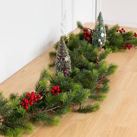 Guirlande Décorative - Aiguilles De Pin Artificielles - Pour Intérieur Extérieur Noël Arbre De Noël Clôture Meuble Arrière-plan - 1 Pièce