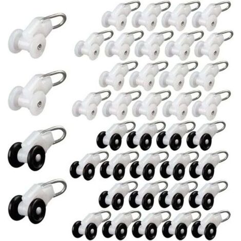 BRICOOMARKET Rouleaux Planeur de Rideau 40 Pièces Crochet Pergola Rail Rouleaux de Rail de Rideau \u200bRoue de Poulie en Métal Crochet Rideaux Coulissants Rouleaux de Tringle à Rideaux Glisseur Rail (1/3)