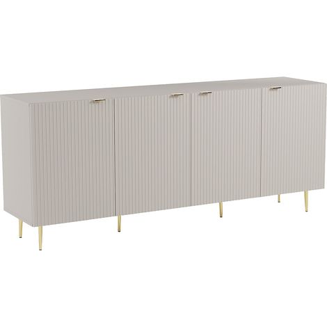 Credenza con 4 ante in MDF e Acciaio Beige e Dorato - YESINIA