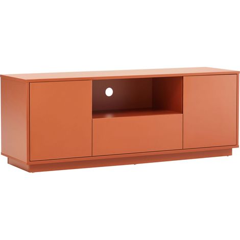 Meuble TV moderne rectangulaire L140 cm brique