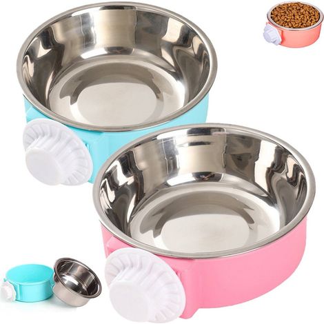 pezzi - Ciotola per cibo per cani fissata permanentemente alla parete - Ciotola per cibo e acqua da appendere per cucce e gabbie - Distributore d'acqua anti-ribaltamento - Cibo in stile gabbia (1/5)