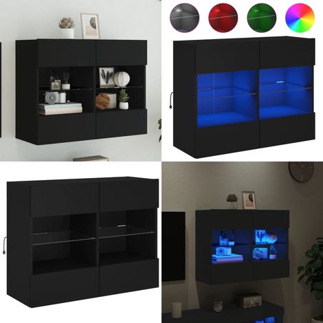TV-Wandschrank mit LED-Leuchten Schwarz 78,5x30x60,5 cm - TV-Schrank - Holzschrank - Regal - Wandregal - Wohnzimmer Dekoration - Home & Living (1/5)