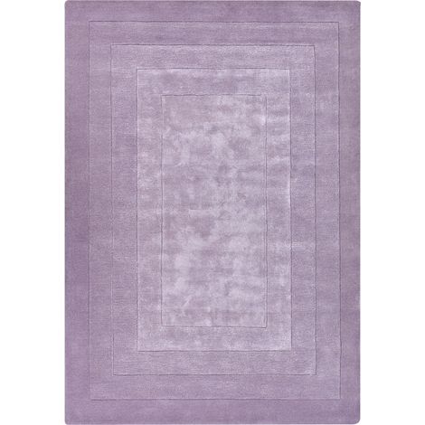 Alfombra moderna de viscosa y lana hecha a mano diseño liso 160 x 230 cm violeta Kappar
