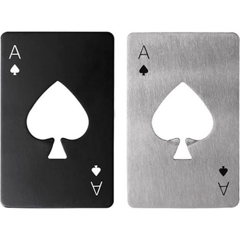 Flaschenöffner – Poker Bier – Edelstahl – 2-teilig – Schwarz und Silber (1/4)