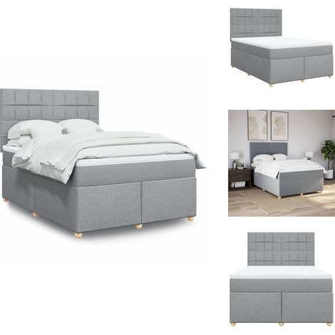 Sommier à lattes de lit avec matelas Gris clair 140x190cm Tissu - Sommier À Lattes De Lit - Sommiers À Lattes De Lit - Lit - Meuble De Chambre À Coucher (1/5)