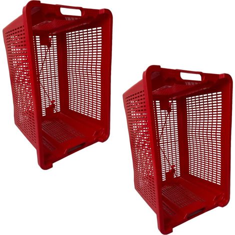 Cassa Cassetta agricola ortofrutta Salvaspazio 52x29x42H cm ROSSA FONDO FORATO 2 PEZZI (1/4)