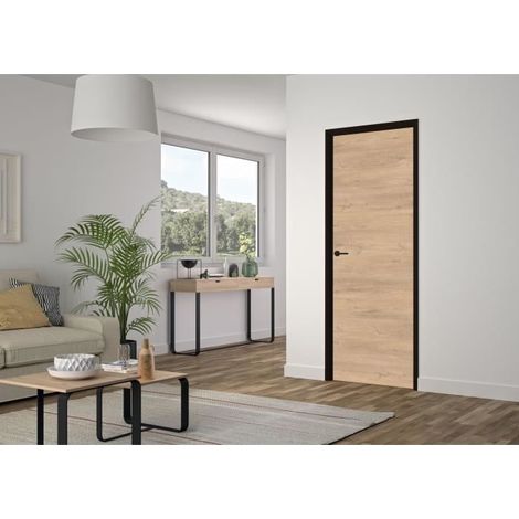 Optimum – Bloc porte réversible H 204 x L 73 x P 4 cm – Serrure magnétique réglable – Vissage invisible pour finition propre