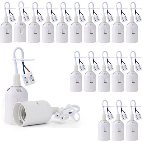 20 Piأ¨ces Douille de Lampe E27 Support Ampoule avec Testeur de Phase, Base de Lumiأ¨re Douille de Suspension Douille de Chantier Rأ©novation Douille de Rechange Douille de Bأ¢timent avec Cأ¢ble (Bla (1/4)