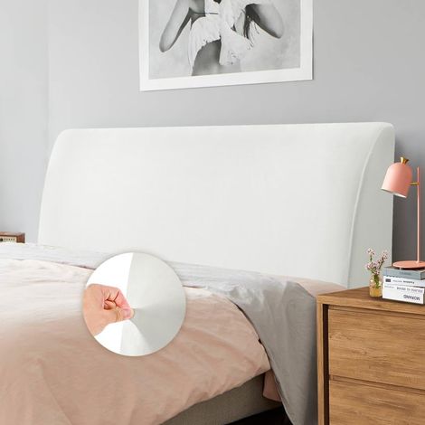 Soft Stretch Velvet Fabric Dust Protector for Padded Headboard (White, Length: 150 cm-170 cm)